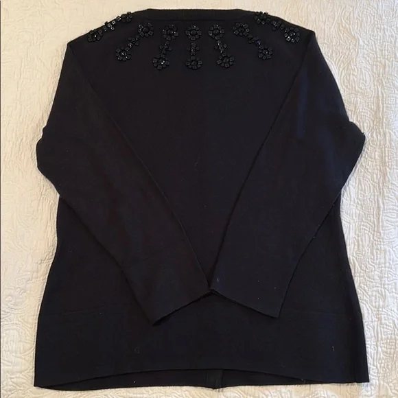 Talbots Black Beaded Sweater  3/4 length sleeves - Picture 2 of 5